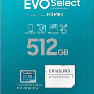 Tarjeta de Memoria Samsung EVO Select 512 GB Hasta 130 MB/s